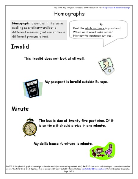 Homographs Worksheet