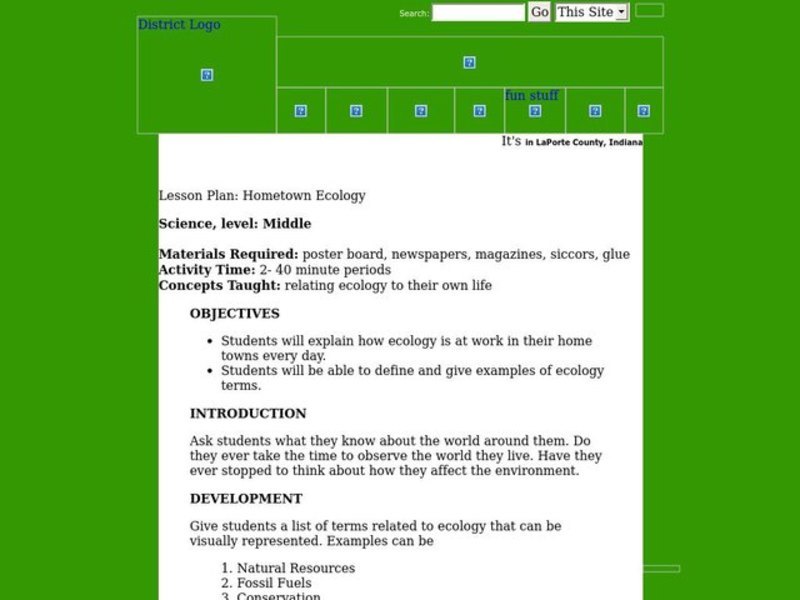 Hometown Ecology Lesson Plan
