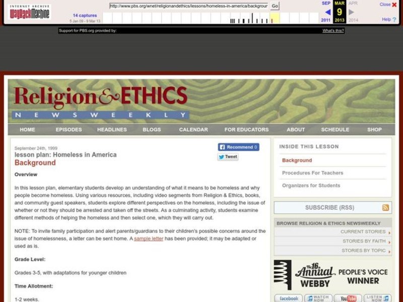 Homeless in America Lesson Plan