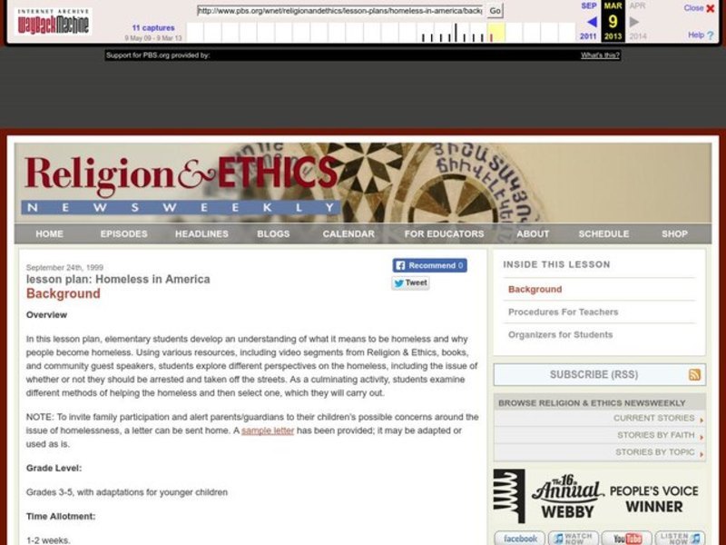 Homeless in America Lesson Plan