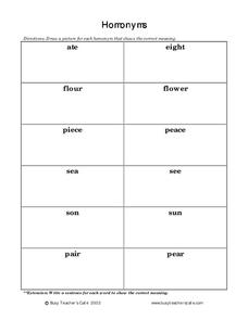 Homonyms Worksheet