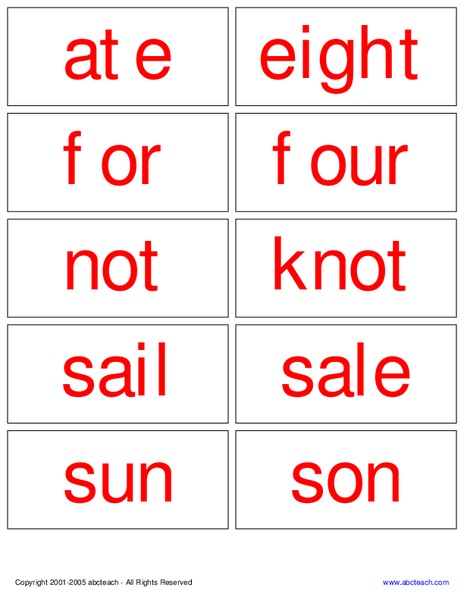 Homonyms Worksheet