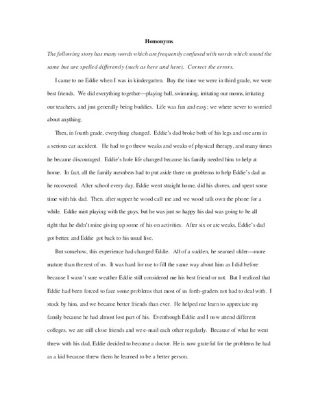 Homonyms Lesson Plan