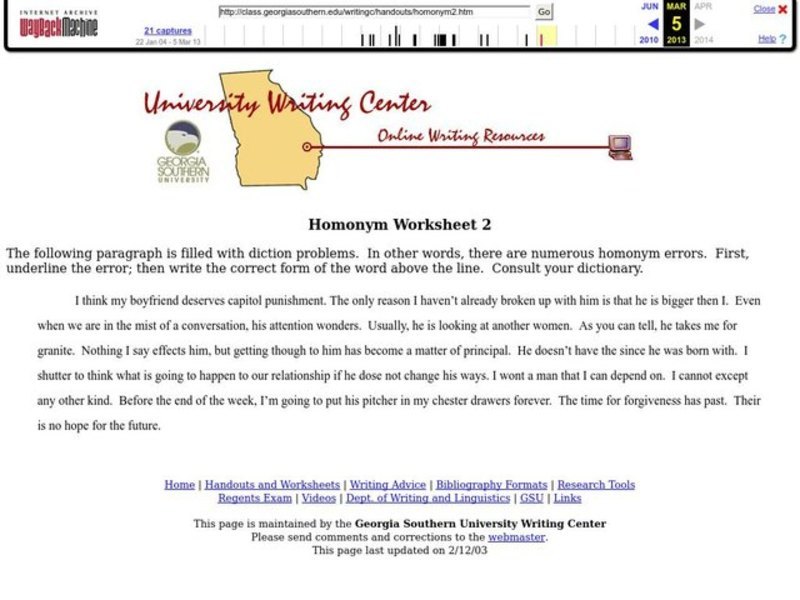 Homonym Worksheet 2 Worksheet