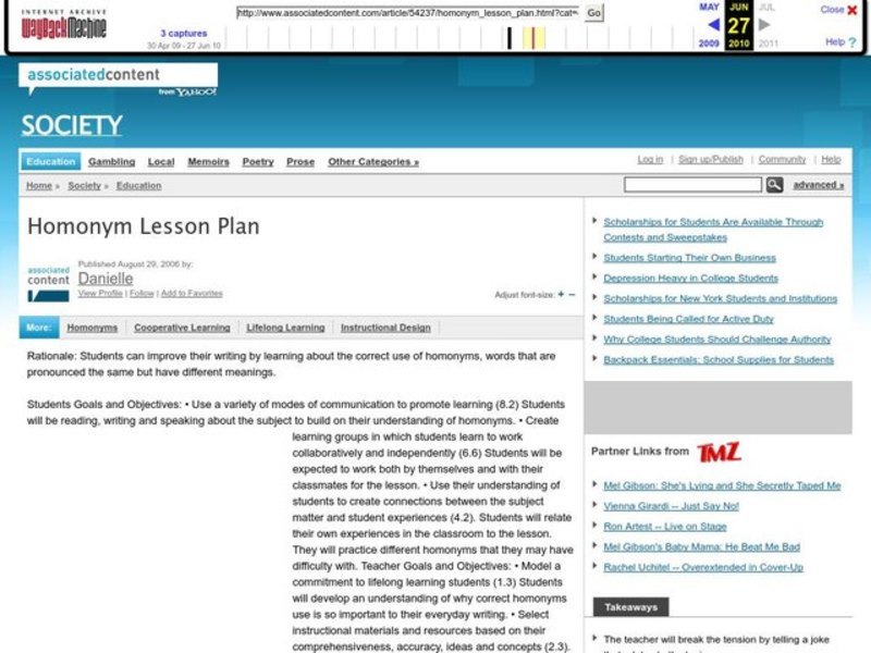 Homonyms Lesson Plan
