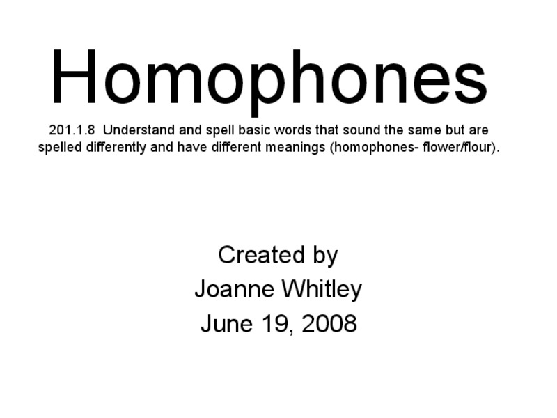 Homophones PPT