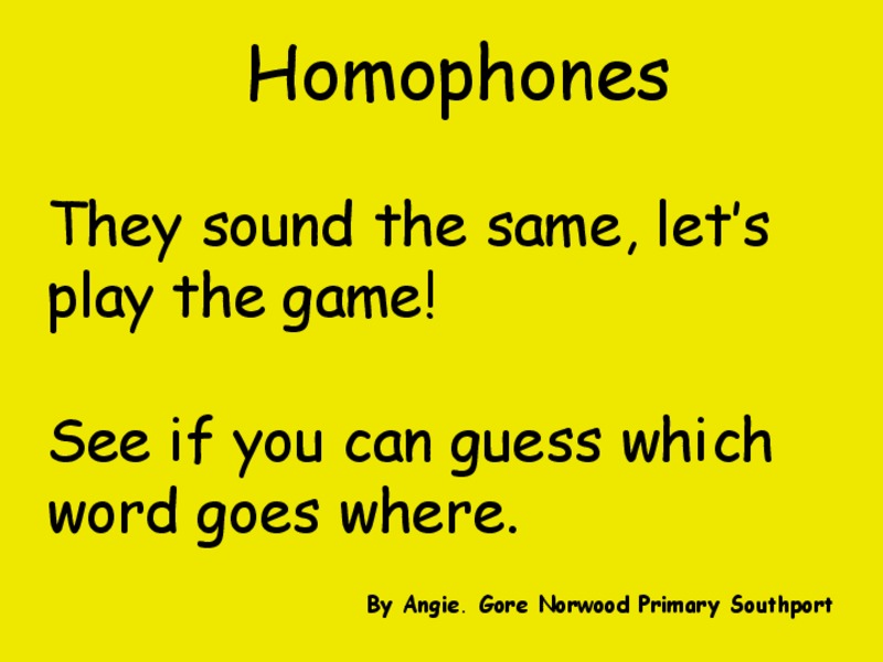 Homophones PPT