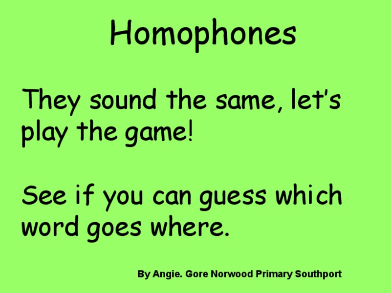 Homophones PPT