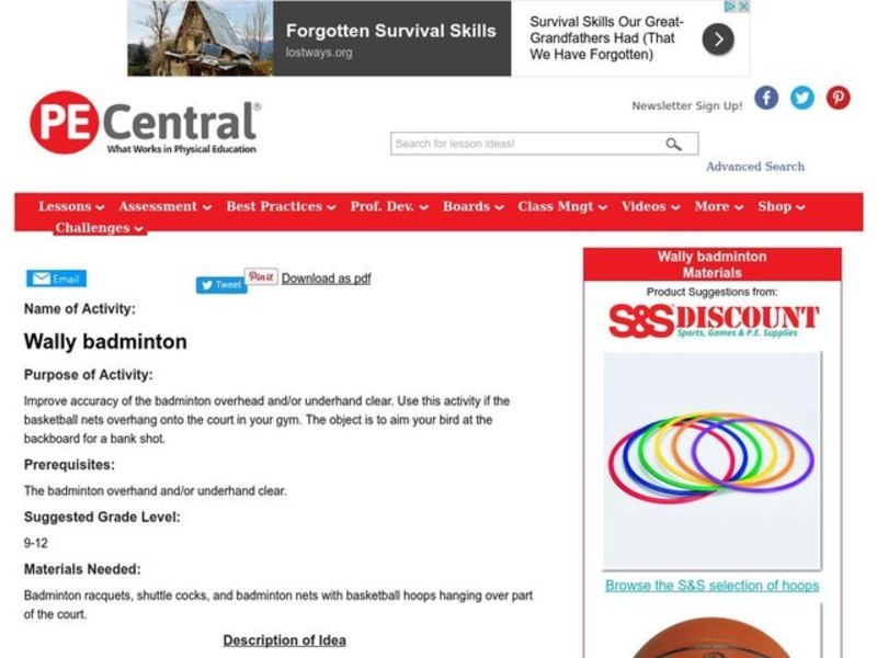 Wally badminton Lesson Plan