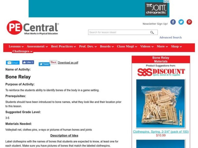 Bone Relay Lesson Plan