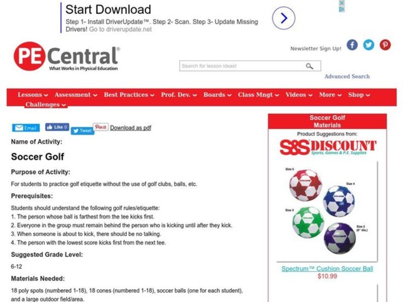 Soccer Golf Lesson Plan