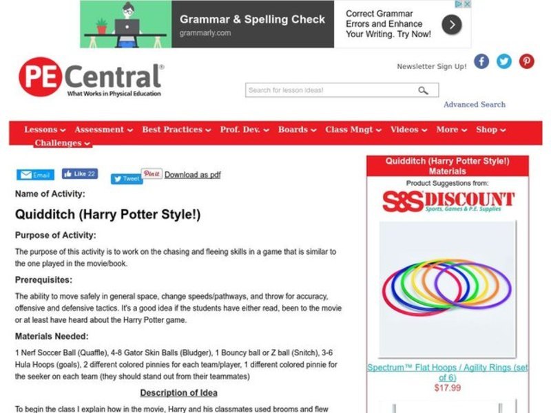 Quidditch (Harry Potter Style!) Lesson Plan