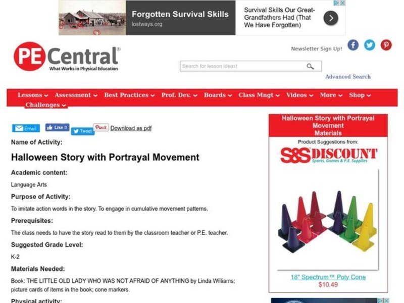 Halloween Story with Portrayal Movement Lesson Plan