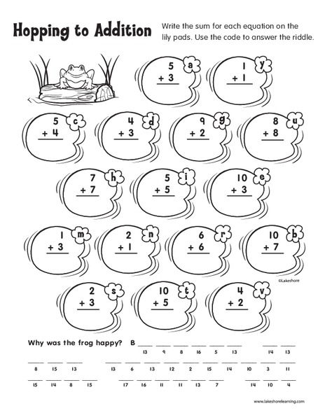 Hopping to Addition Worksheet