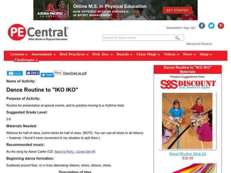 Dance Routine to "IKO IKO" Lesson Plan