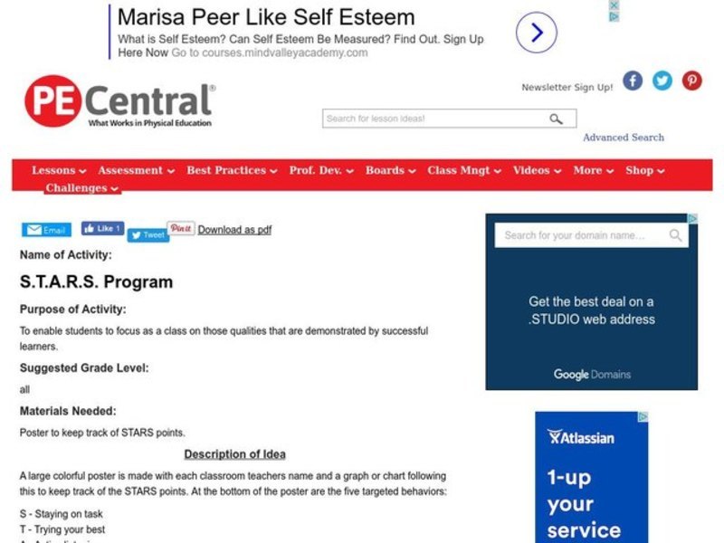 S.T.A.R.S. Program Lesson Plan