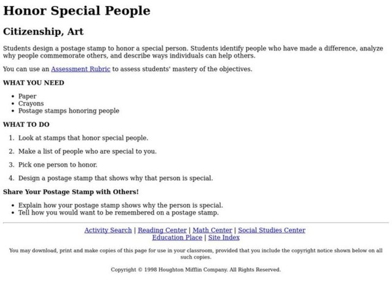 Honor Special People Lesson Plan