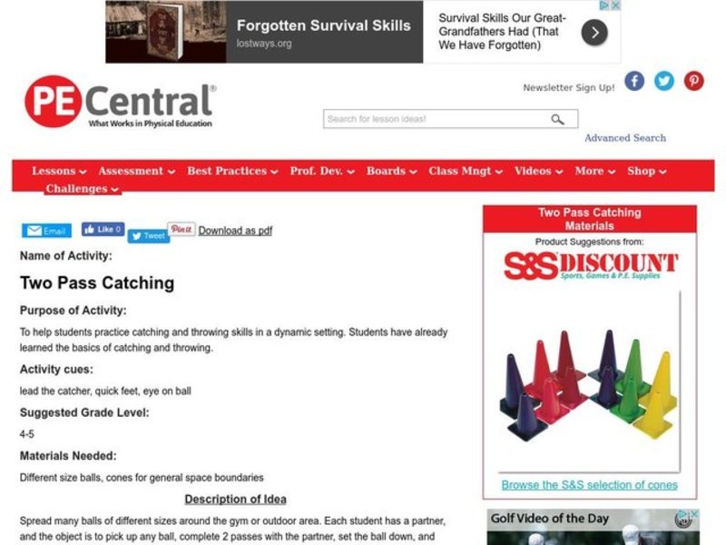 Two Pass Catching Lesson Plan