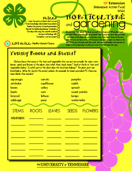 Horticulture and Gardening Worksheet