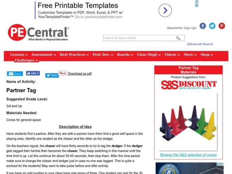 Partner Tag Lesson Plan