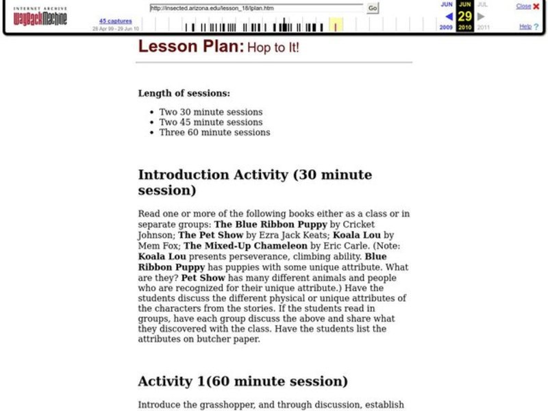 Hop To It! Lesson Plan