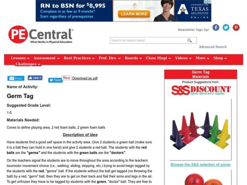 Germ Tag Lesson Plan