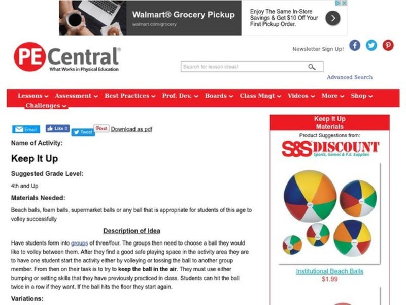 Keep It Up Lesson Plan