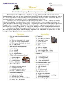 Houses Worksheet