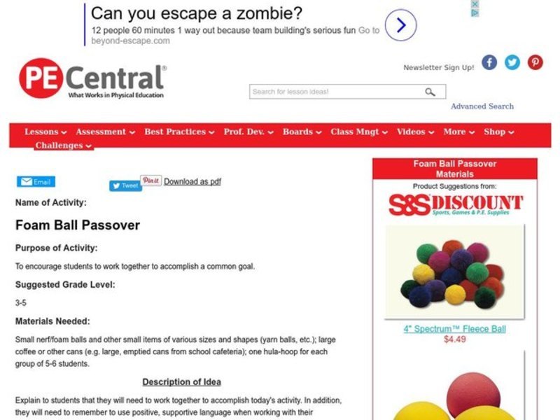 Foam Ball Passover Lesson Plan