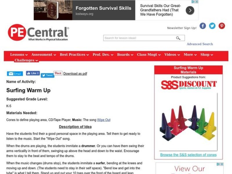 Surfing Warm Up Lesson Plan