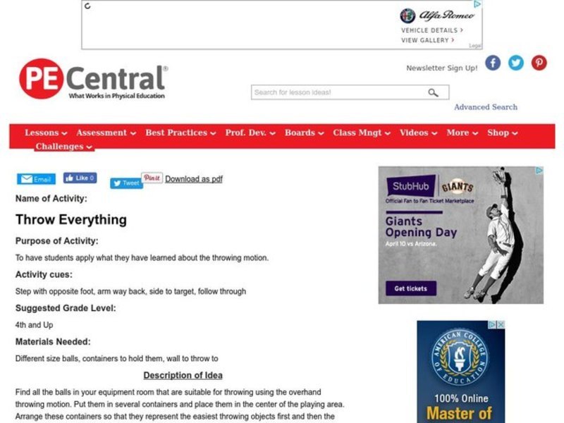 Throw Everything Lesson Plan