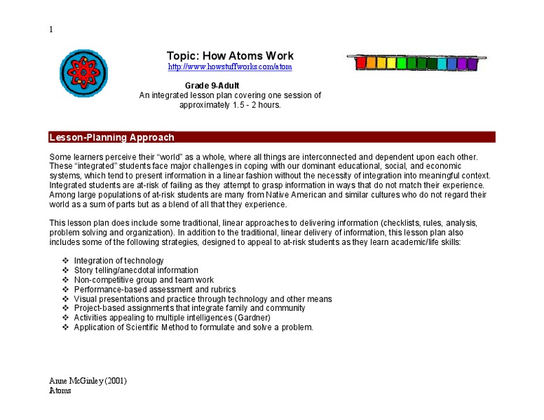 How Atoms Work Lesson Plan