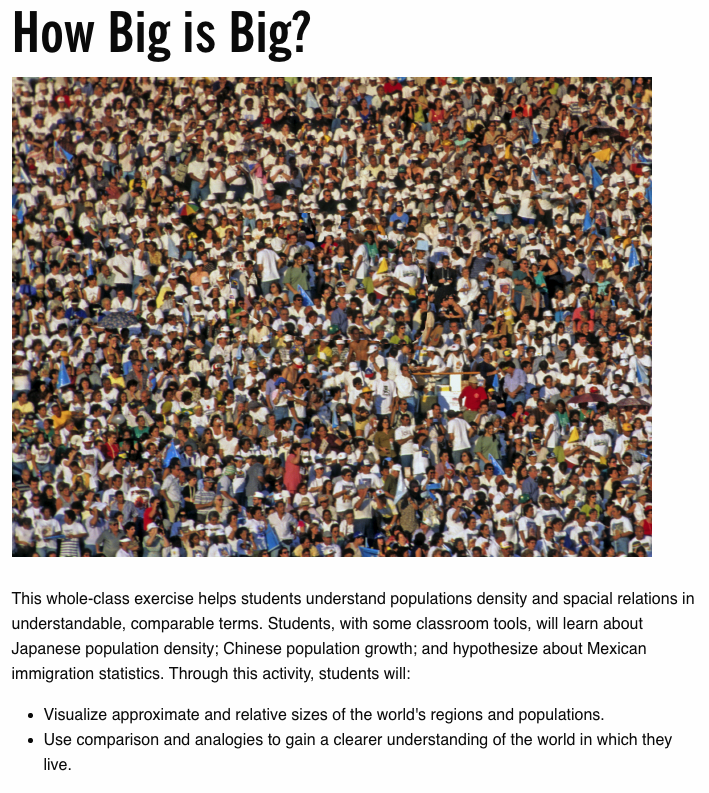 How Big is Big? Lesson Plan