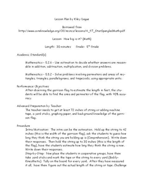 How Big Is It? Lesson Plan