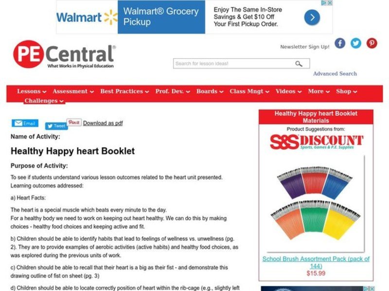 Healthy Happy heart Booklet Lesson Plan