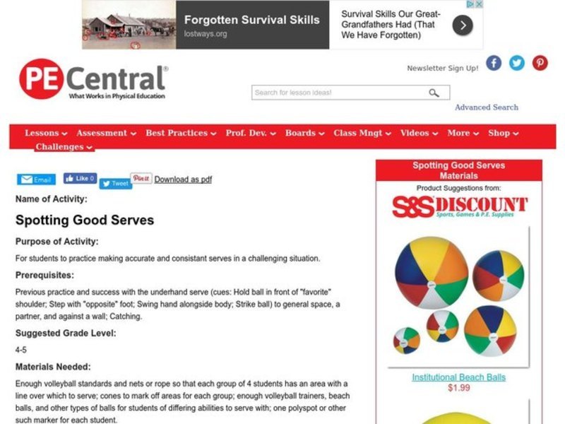 Spotting Good Serves Lesson Plan