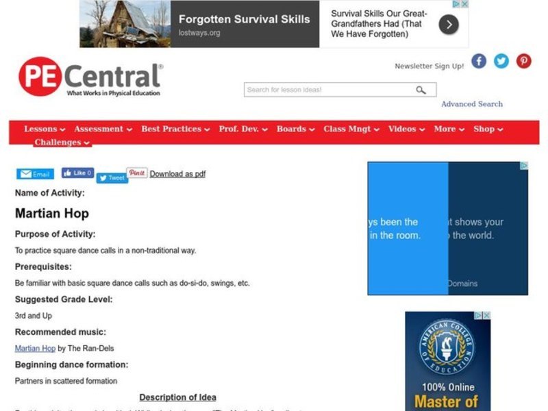 Martian Hop Lesson Plan