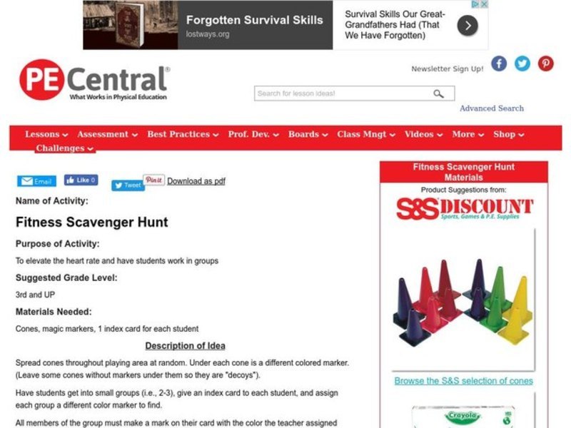 Fitness Scavenger Hunt Lesson Plan