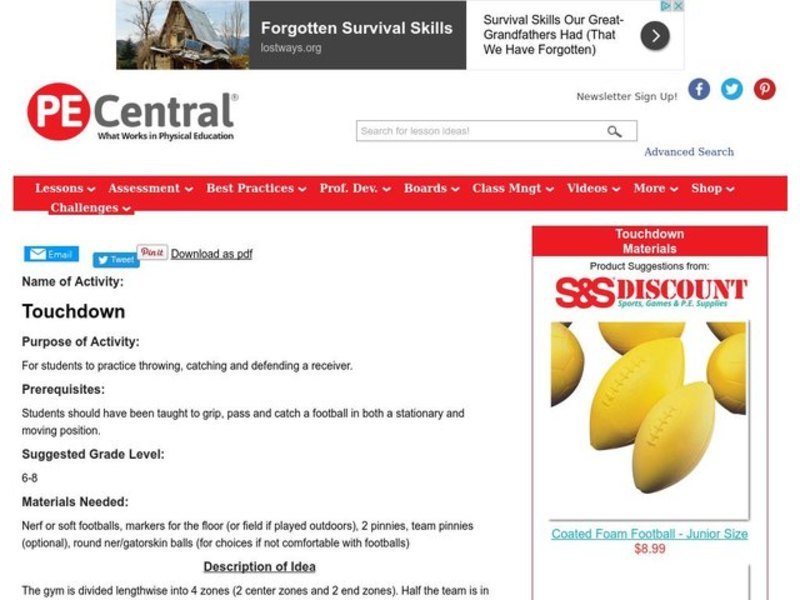 Touchdown Lesson Plan