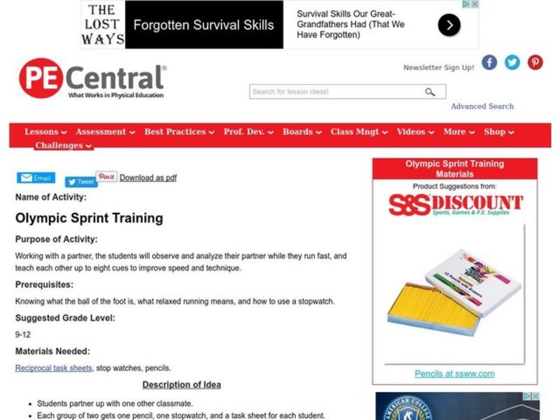 Olympic Sprint Training Lesson Plan