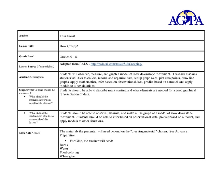 How Creepy! Lesson Plan