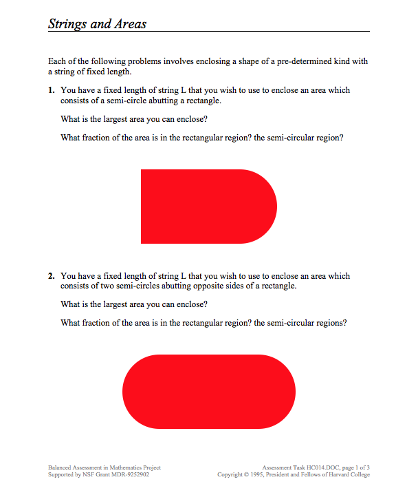 Strings and Areas Assessment