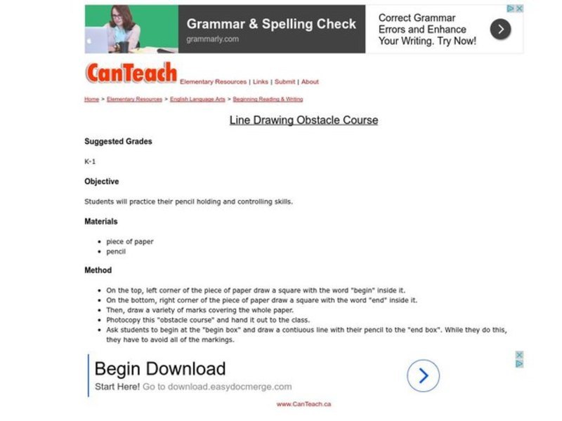 Line Drawing Obstacle Course Lesson Plan