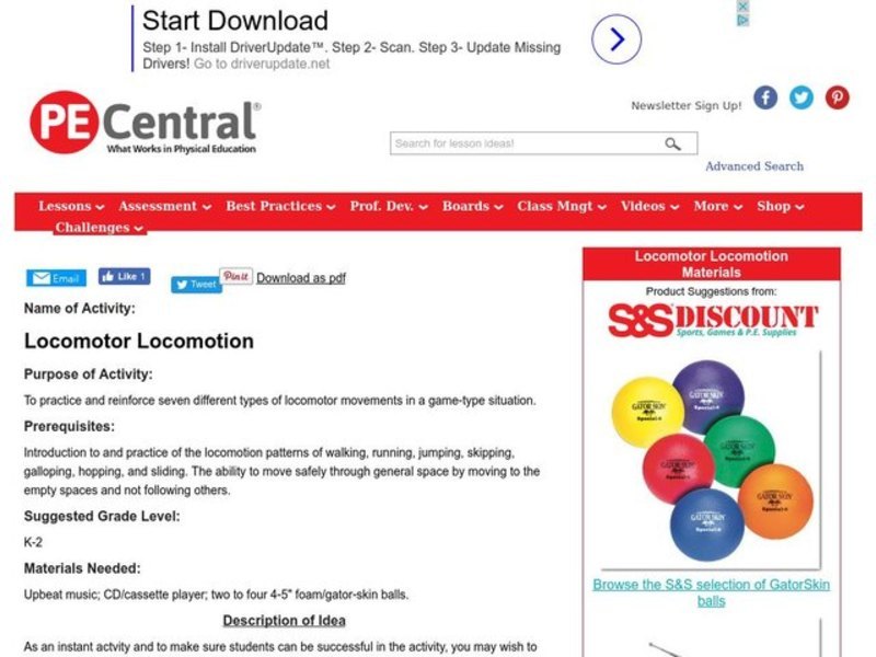 Locomotor Locomotion Lesson Plan