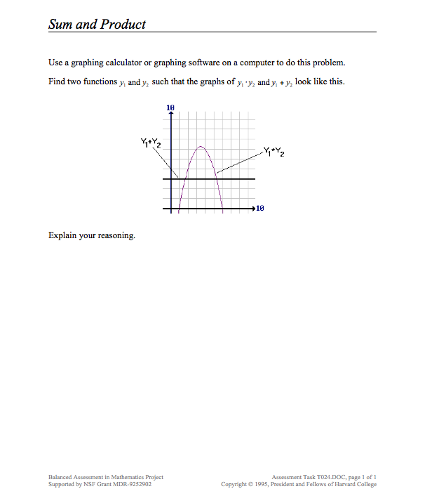Sum and Product Assessment