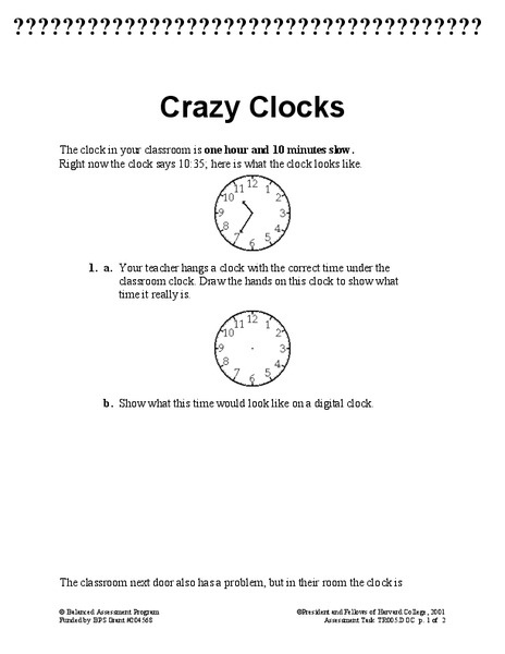 Crazy Clocks Assessment