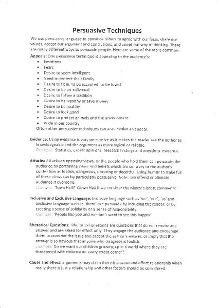 Persuasive Techniques Handout