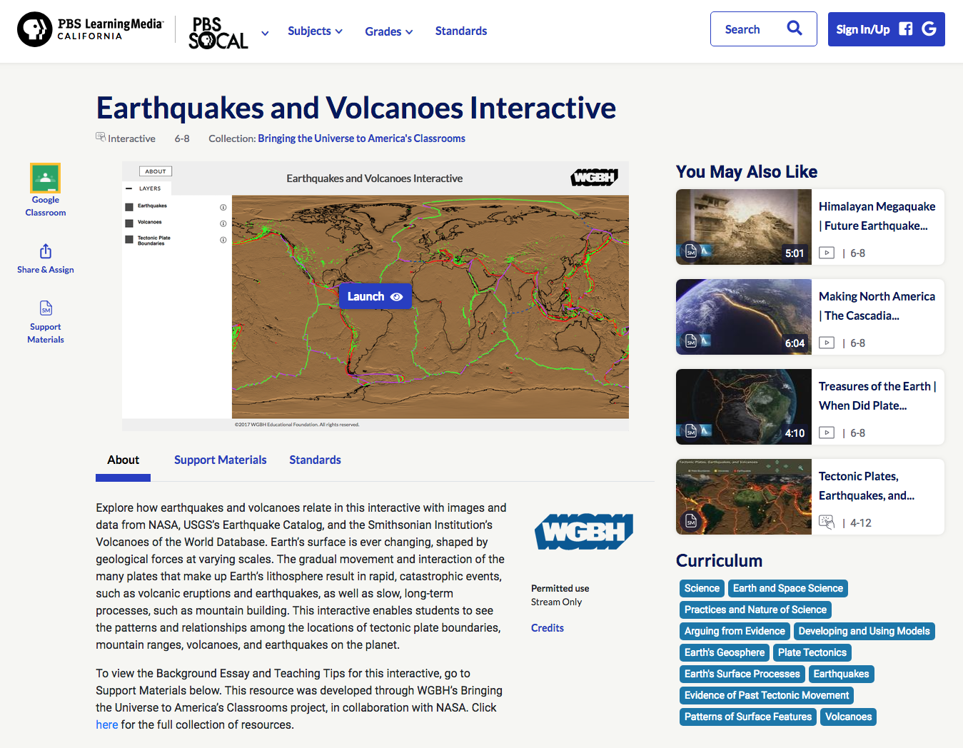 Earthquakes and Volcanoes Interactive