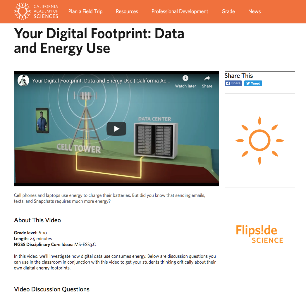 Your Digital Footprint: Data and Energy Use Instructional Video