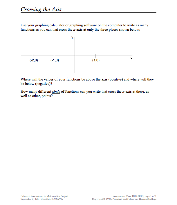 Crossing the Axis Assessment